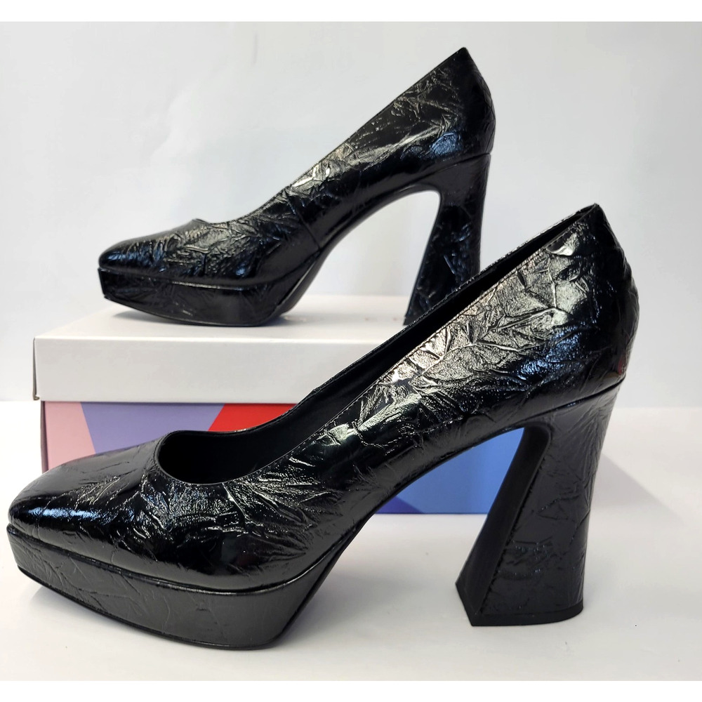 Katy Perry The Square Pump Shoes Womens 10 Black Platform Block Heel Retro